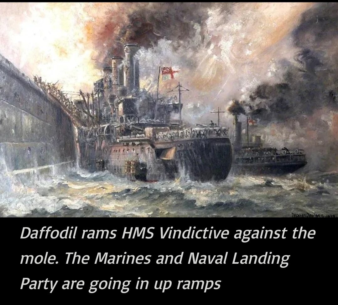 SiBiggs's tweet photo. For England and St George, arguably the greatest amphibious raid of all time, the Raid on Zeebrugge 23rd April 1918. Mounted by two thousand men of the 4th Battalion Royal Marines and Royal Navy, 8 Victoria Crosses were awarded, including 2 #RoyalMarines

https://t.co/mcqKr9AMEP https://t.co/yQb0NyQQI0