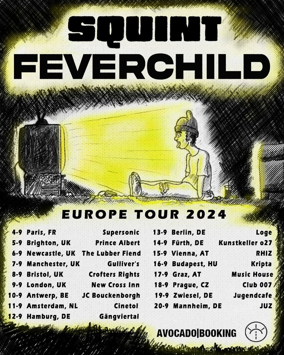 Stoked to announce that @squintstl will be hitting Europe for the first time this September, they will be heading out with Belgian emo-punks Feverchild for a run of shows so make sure you turn up and rock the fuck out! lnk.to/SQFC-EUROPE2024