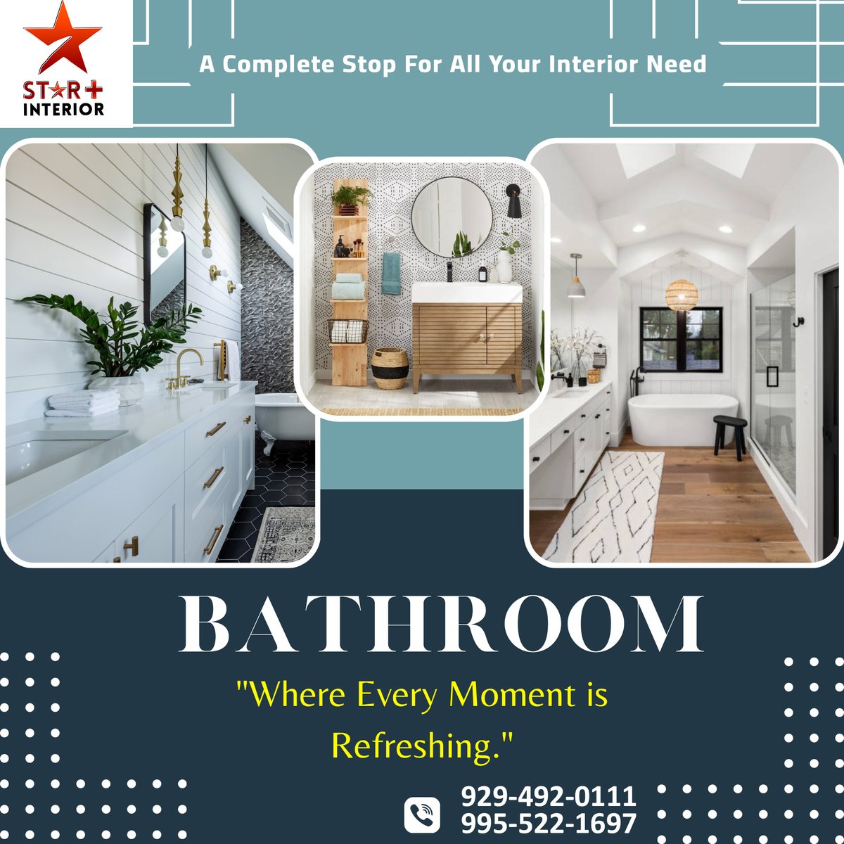 STAR PLUS INTERIOR

Transform your bathroom into a spa-like retreat with StarPlus! Let's create a sanctuary for relaxation and rejuvenation! 
#interiordesigntrends #interiordecorating #interiordesigner #architecturedesign #homedecorideas #homestylingideas #latestdesigns