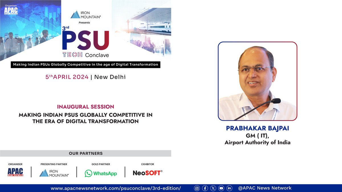 #APACExclusiveVideo AAI started Digiyatra in 4 AAI airports & 3 pvt. airports. Airport Operations Control Center launched simultaneously for 6 airports later upgraded to 10 airports- Prabhakar Bajpai, GM IT, @AAI_Official Watch full Video: youtu.be/pSIphvRqQb8?si… #APACPSU #PSU