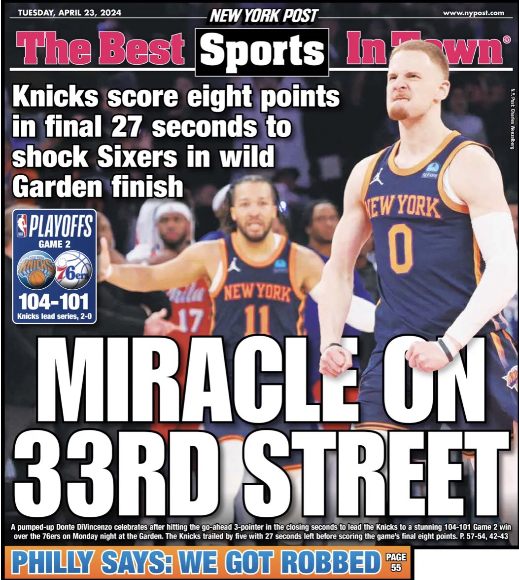 The NY Post’s Back Page Cover for April 23rd