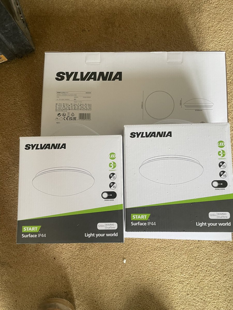 If your after some nice small semi flush colour switchable ip ceiling lights these <a href="/SylvaniaUK/">Sylvania Lighting UK</a> <a href="/Screwfix/">Screwfix</a>