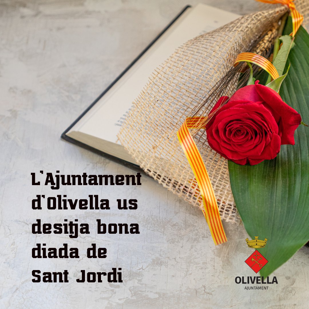 📚🌹🐉 L'Ajuntament d'Olivella us desitja un dia ple de llibres, roses, cultura i tradició. 🥰 Bona diada de Sant Jordi a tothom! #OlivellaEtCuida #SantJordi2024 #DiadaDeSant Jordi