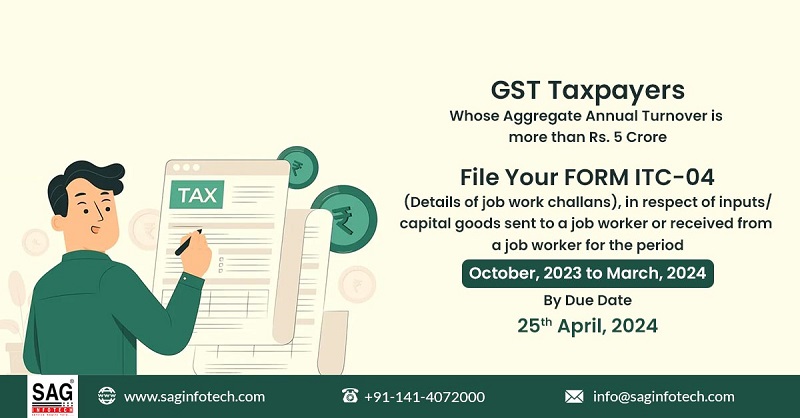 gsthelpline's tweet photo. The due date to file the #GST #ITC04form is April 25th for those whose aggregate annual turnover is more than 5 crores.
