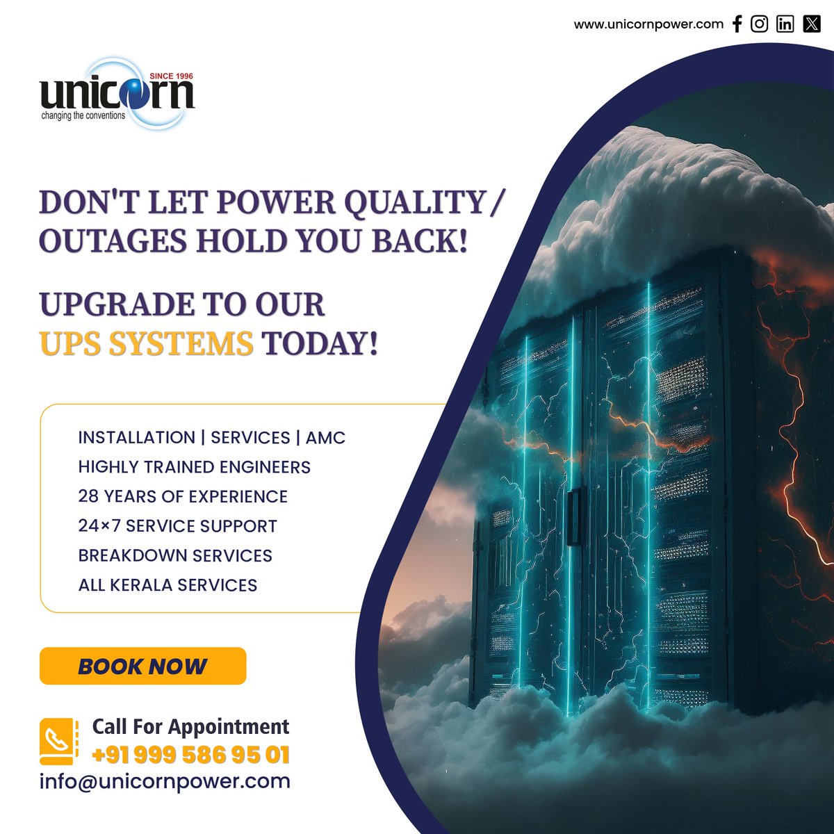 unicornpower___'s tweet photo. Don't Let Power quality / Outages Hold You Back!
Upgrade to Our UPS Systems Today!
installation | services | AMC
Highly trained engineers
28 years of experience
24×7 Service support
breakdown services
All kerala service
book now
+91 999 586 95 01
#unicornpowersolution #ups https://t.co/4oTtVp1Cew
