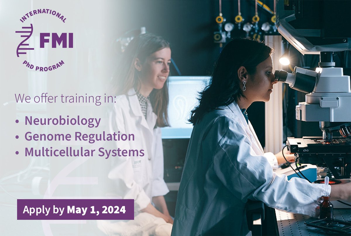 📢Only one week left to apply for our #PhD and #MDPhD programs! 🧬Join us in Basel, Europe's top hub for the #lifesciences, and unleash your potential in a vibrant, international and supportive environment. 📅Apply by May 1 at: bit.ly/FMIspring2024