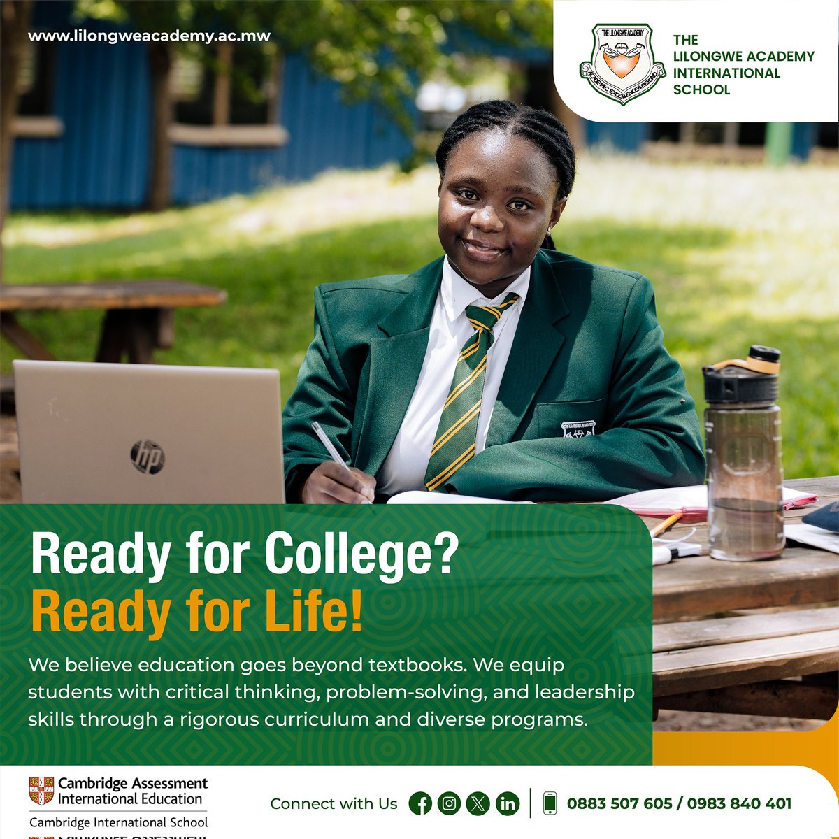 LilongweAcademy's tweet image. READY FOR COLLEGE❓READY FOR LIFE!

We believe education goes beyond textbooks. We equip students with critical thinking, problem-solving, and leadership skills through a rigorous curriculum and diverse programs.

#AcademicExcellence #CambridgeLearning #GrowExcelThrive #TLAIS