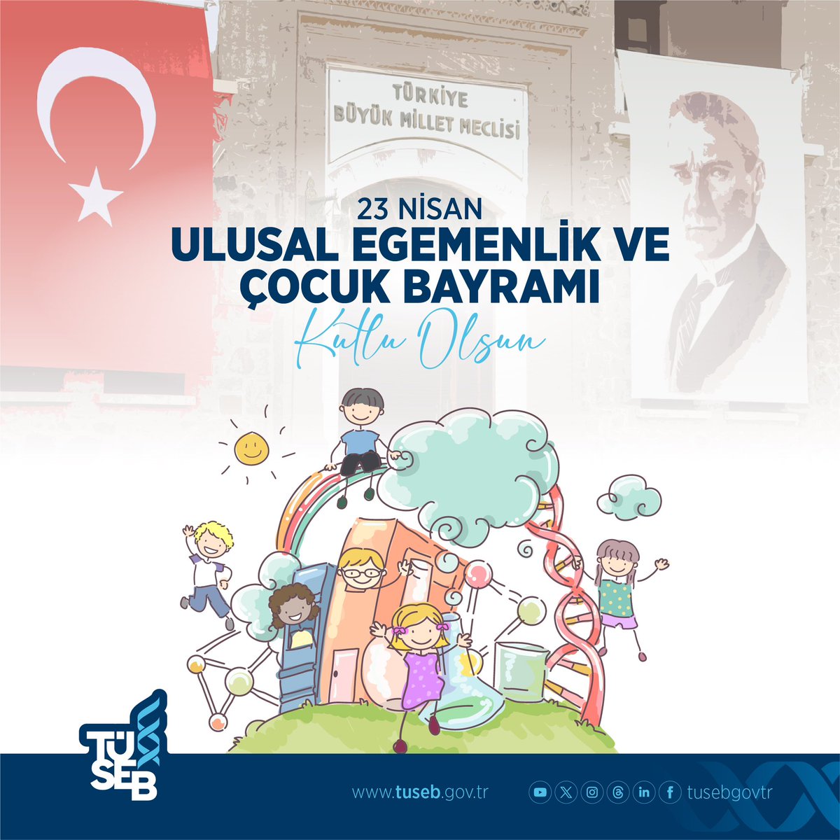 🇹🇷Türkiye Büyük Millet Meclisi’nin kuruluşunun 104. Yıl dönümü ile 23 Nisan Nisan Ulusal Egemenlik ve Çocuk Bayramımız kutlu olsun. Geleceğimizin teminatı olan çocuklarımıza Gazi Mustafa Kemal Atatürk tarafından armağan edilmiş olan #23Nisan’ın ruhunu yaşatarak, bilim ve…