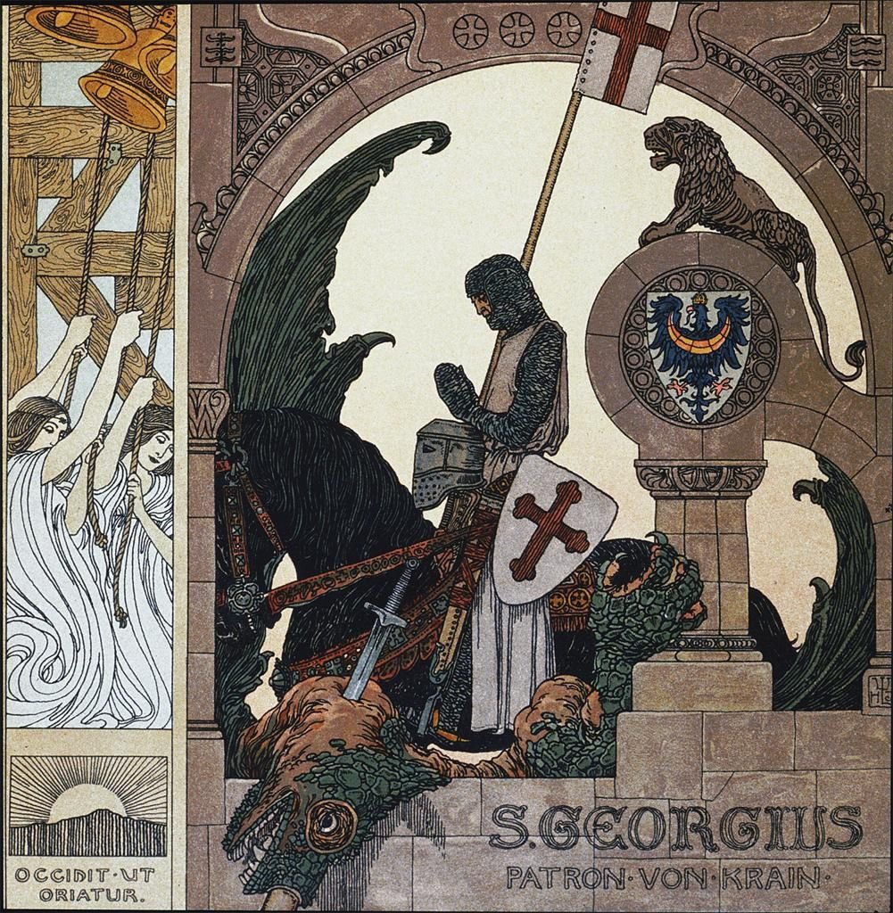 “This blessed plot, this earth, this realm, this England.”

Saint George praying after slaying the dragon by Heinrich Lefler. #StGeorgesDay #Shakespeare