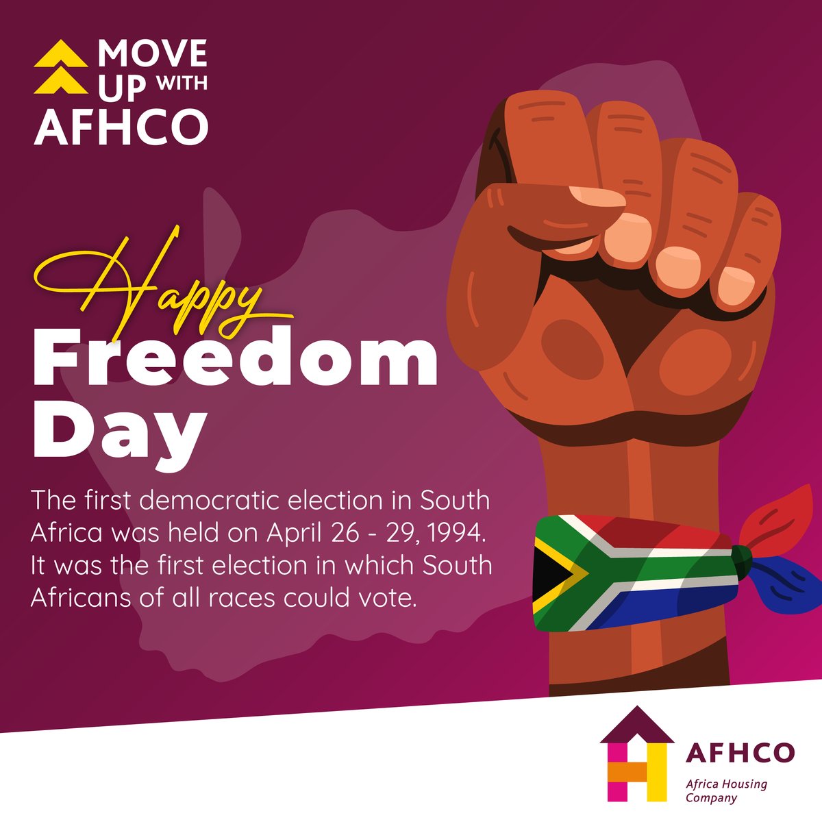 Freedom is the power or right to act, speak, and change as one wants without hindrance or restraint. Happy Freedom Day! #FreedomDay #MoveUp #StaywithAFHCO #apartmentstolet #MoveUpwithAFHCO #AFHCO #property #apartments #propertymanagement #rent #johannesburg #gauteng #AFHCOLiving