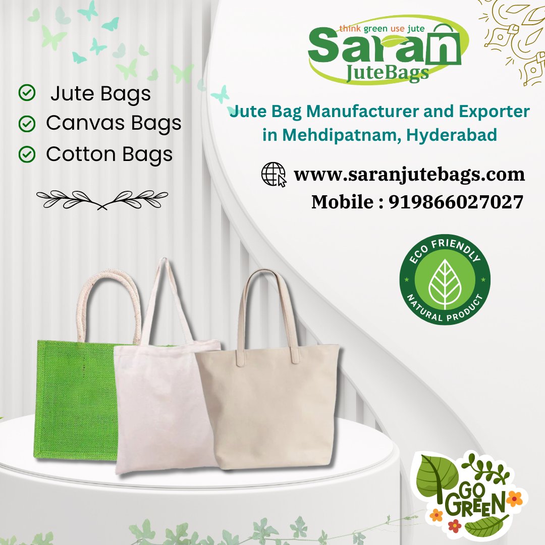 Customize your jute bags with your brand logo and elevate your brand identity with Saran Jute Bags Hyderabad. We are manufacturers and exporters. #saranjutebags #bags #exporter #CorporateGifts
#SustainableBags
#EcoFriendlyBags
#JuteBags
#CanvasBags
#CottonBags
#ExporterBags