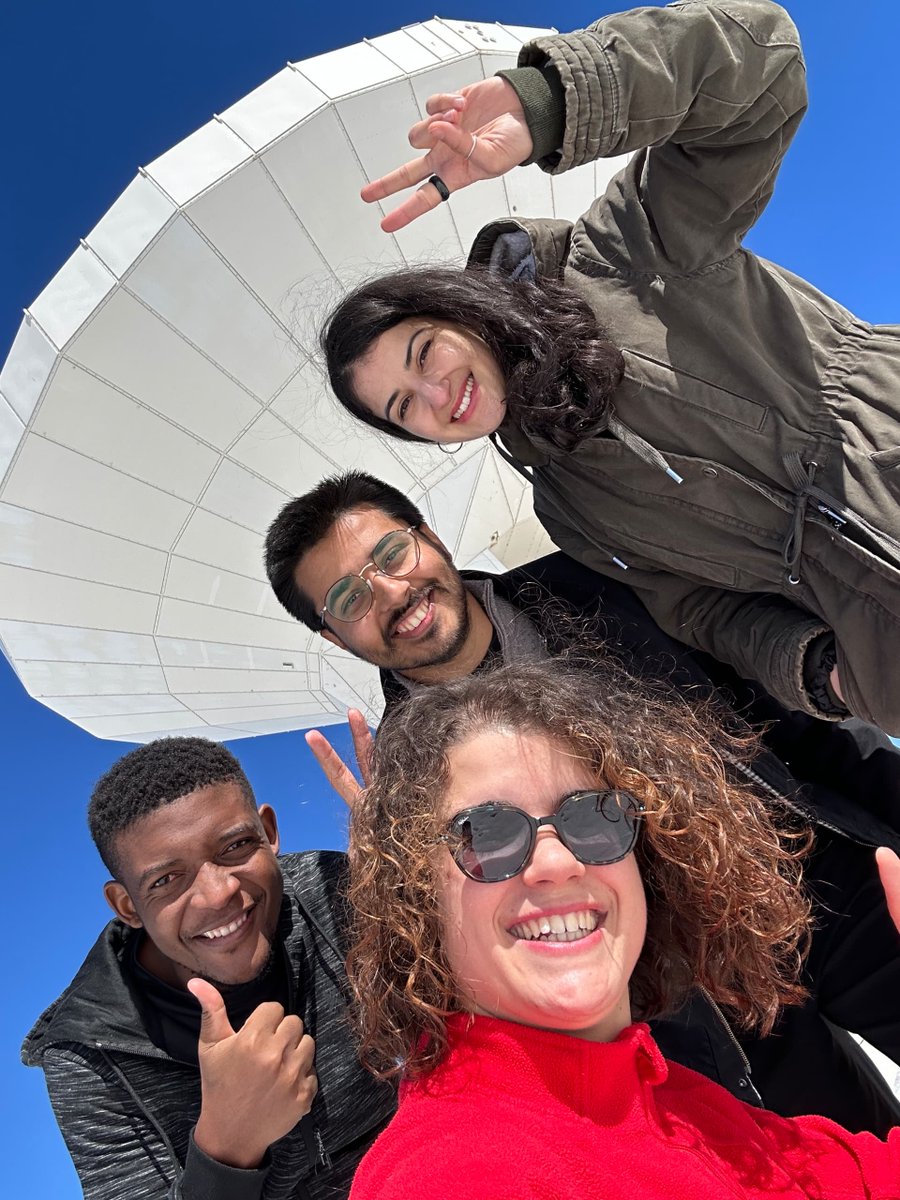 Lott Frans (first from left), is a PhD candidate in Astrophysics at UNAM. He recently embarked on a scientific journey, participating in the 2024 Event Horizon Telescope (EHT) Observation Campaign at the IRAM 30m-telescope, close to Granada, Spain 🇪🇸🚀✨