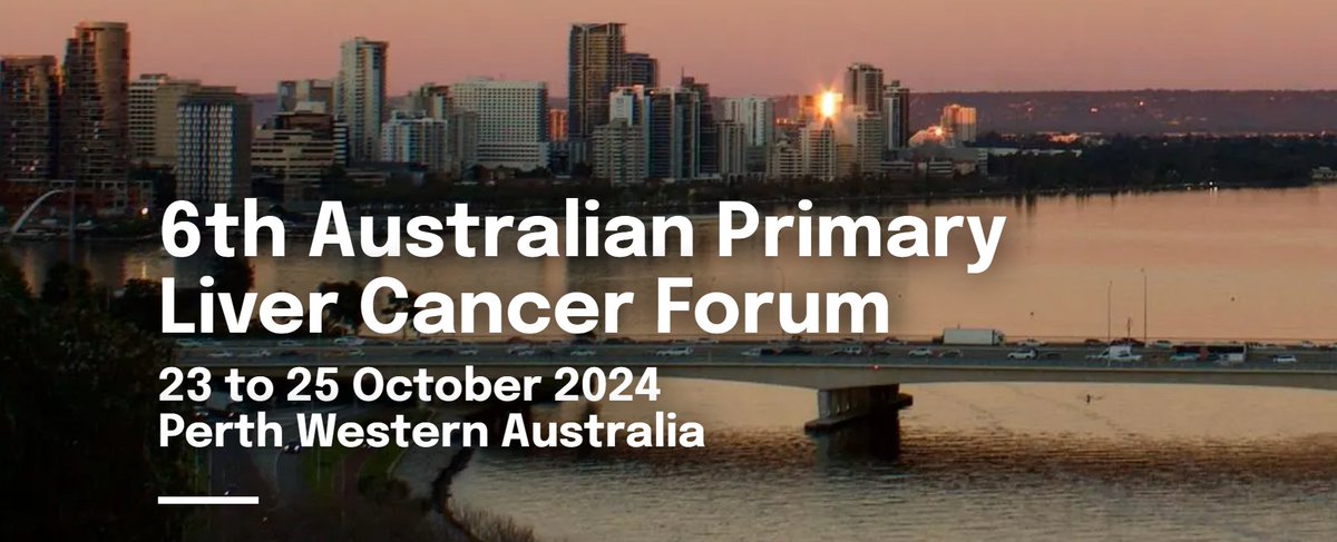 6th Australian Primary Liver Cancer Forum 23-25 Oct @PerkinsComms 👉livercancercollaborative.au/2024-liver-can… This Forum attracts clinicians & liver cancer researchers & encompasses the breadth of contemporary primary liver cancer issues, including basic science, epidemiology, screening & mgt.