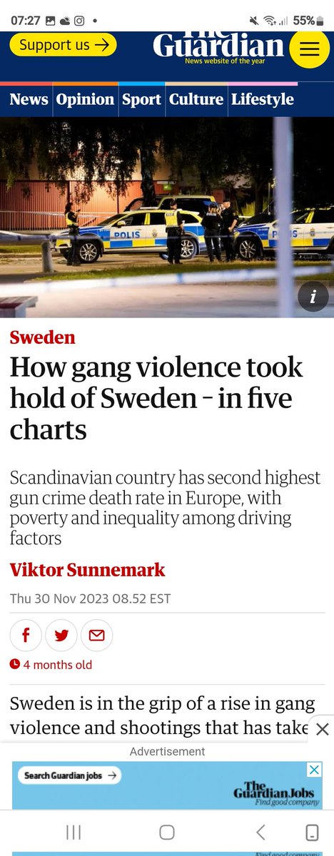 To all the lefty tossers that asked for proof of my post about Sweden well here it is, It's even from your lefty bible the guardian lololol