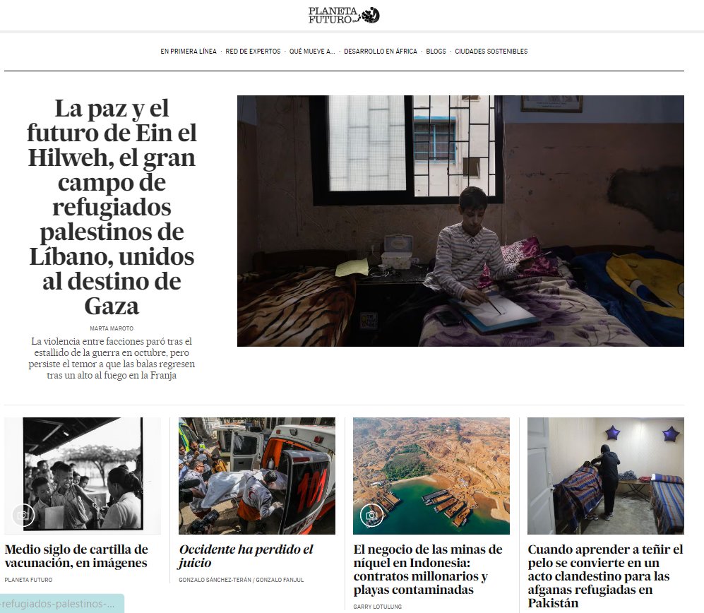 Buenos días, hoy #EnPortada : 🕊️ La paz y el futuro de Ein el Hilweh, el gran campo de refugiados palestinos de Líbano, unidos al destino de Gaza 💉50 años de cartilla de vacunación, en imágenes Y más reportajes, entrevistas y análisis aquí 👇 https://elpais.com/planeta-futuro/