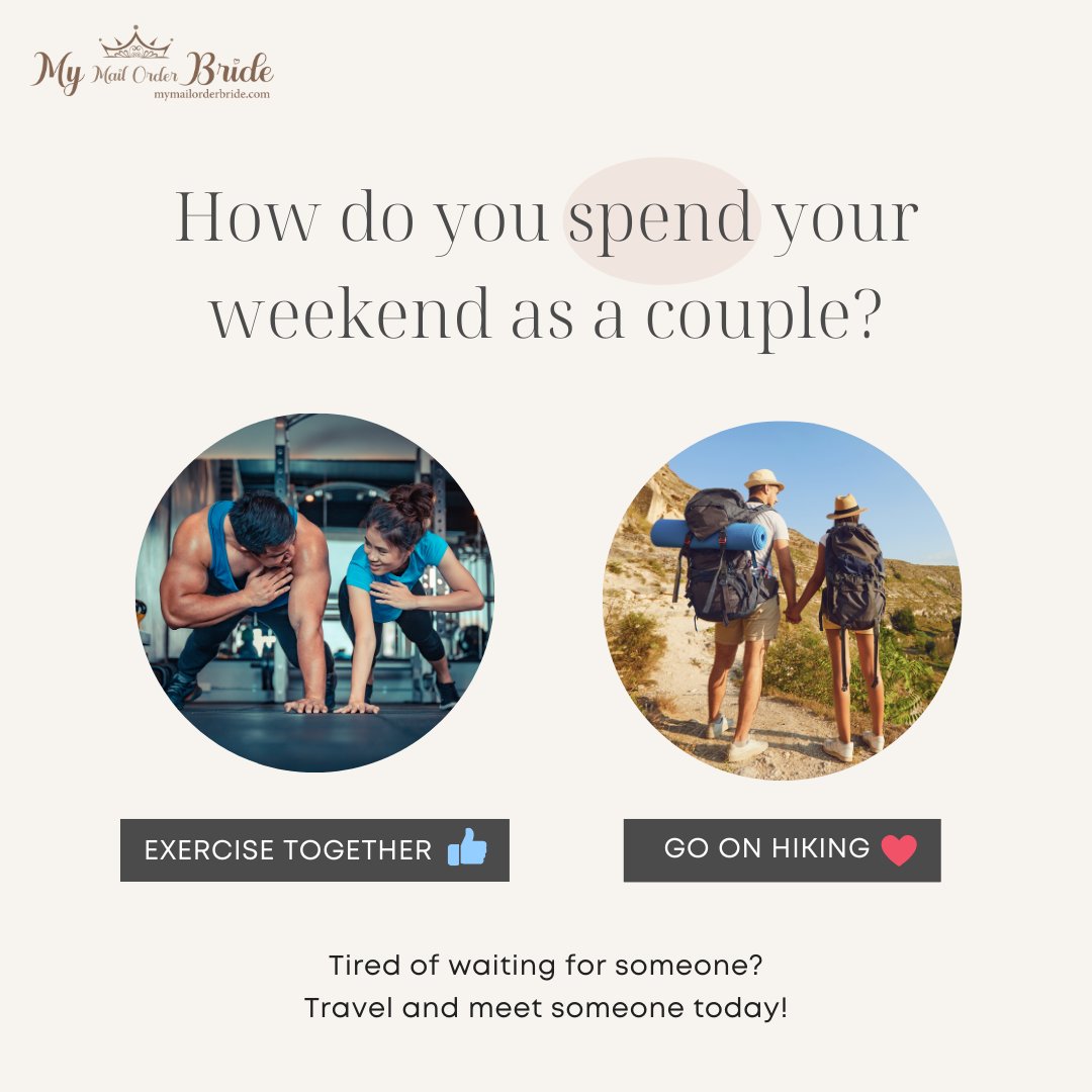 What's your weekend bonding activity with your lady? Give us a like or a heart for your choice!

~ ~ ~
Want to find your lifetime partner?
Join us today! bit.ly/Mymailorderbri…

#couple #couplegoals #relationshipgoals #Relationship #couplelove #interraciallove