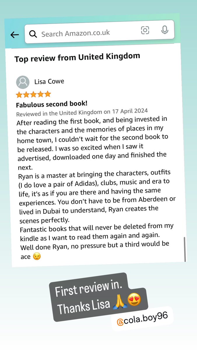 Thanks for the review Lisa 🙏😍#colaboy2 #bookstoread 📖 <a href="/ColaBoy96/">ColaBoy</a>