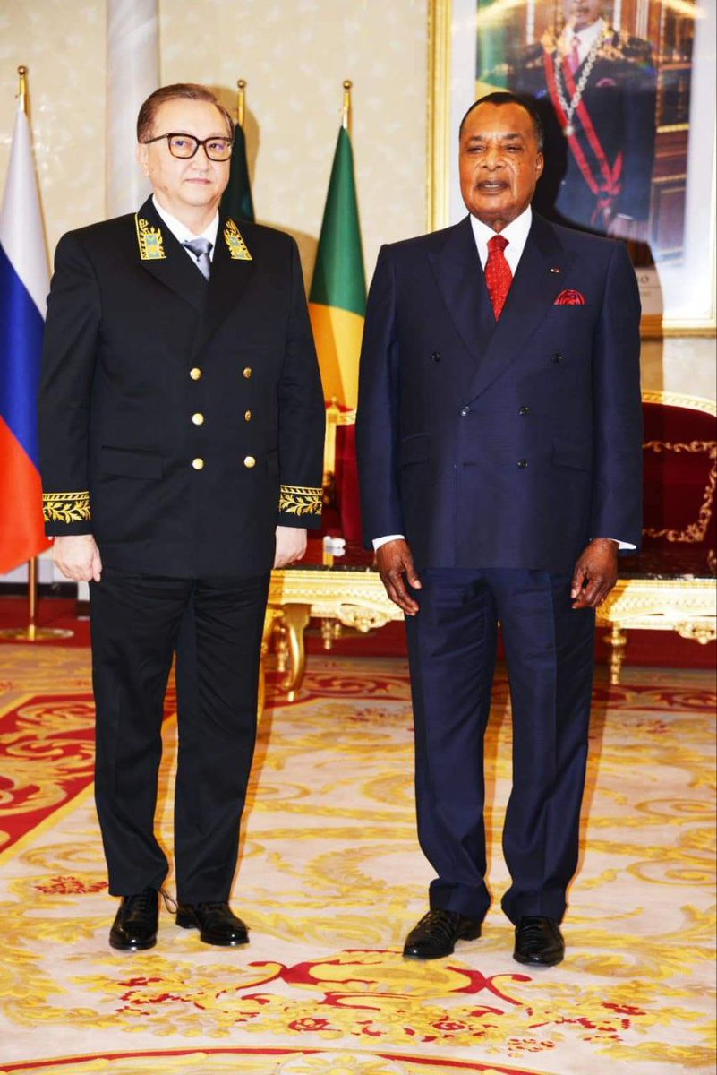 Russie_au_Congo's tweet photo. 🇷🇺🇨🇬 Le 22 avril 2024 S.E.M. Ilias ISKANDAROV, Ambassadeur de la Fédération de #Russie en République du #Congo, a remis les Lettres de créance à S.E.M. Denis SASSOU-N’GUESSO, Président de la République du Congo.
#RussieCongo https://t.co/vY7RaStdIT