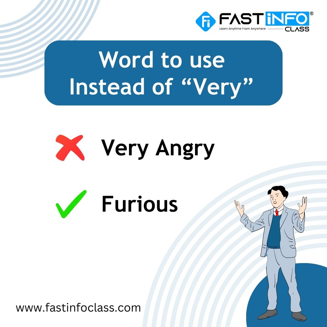 FastInfoClass's tweet image. While communicating in English we normally tend to use the term ‘very’ too much in our sentences. Instead, we can replace those ‘very’ terms with some cool words 😍
Know more about us, visit fastinfoclass.com/web/spoken-eng…
#spokenenglishclass #spokenenglishskills #spokenenglishtips