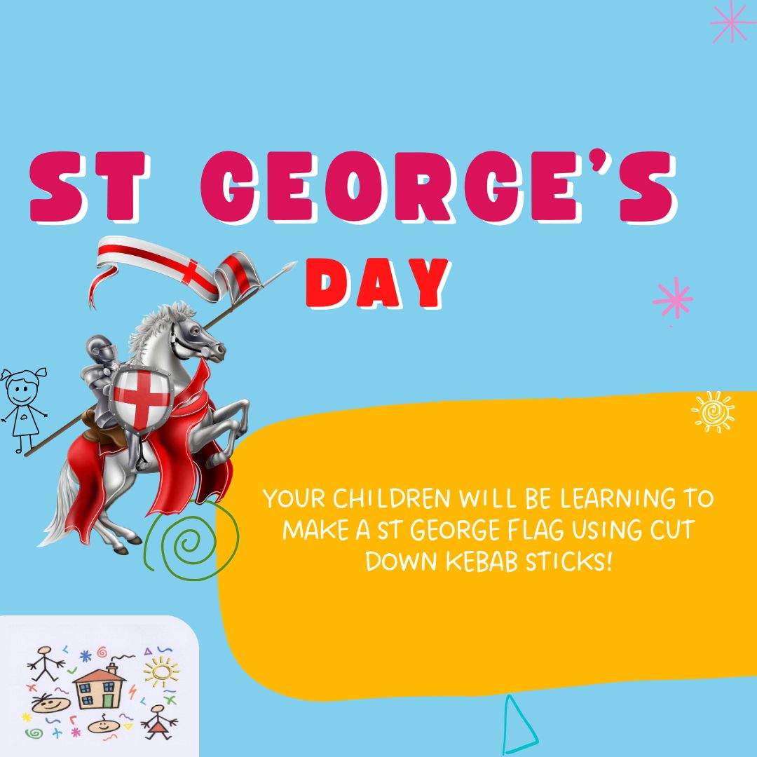 St George's Day! Today your children will be learning to make a St George flag using cut down kebab sticks! #StGeorges #LearningthroughFun