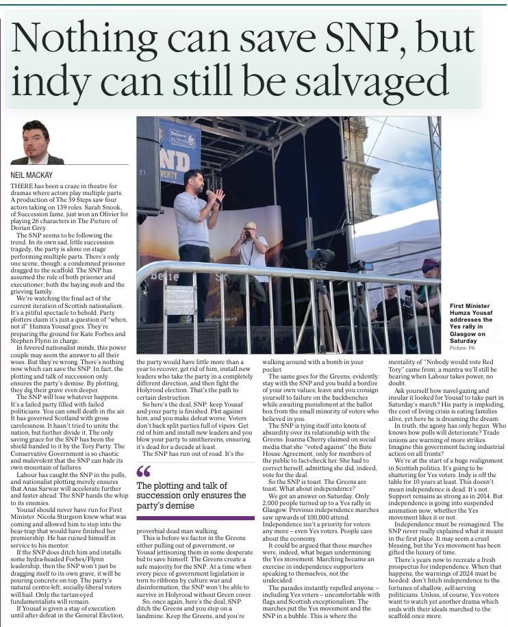 This article in The Herald was being brutally honest until it got to how many people marched (100k? 😂) and saying support for Indy is still at 2014 levels. What utter nonsense. Interesting to read that Cherry lied about her vote on BHA. Trying to rewrite history?