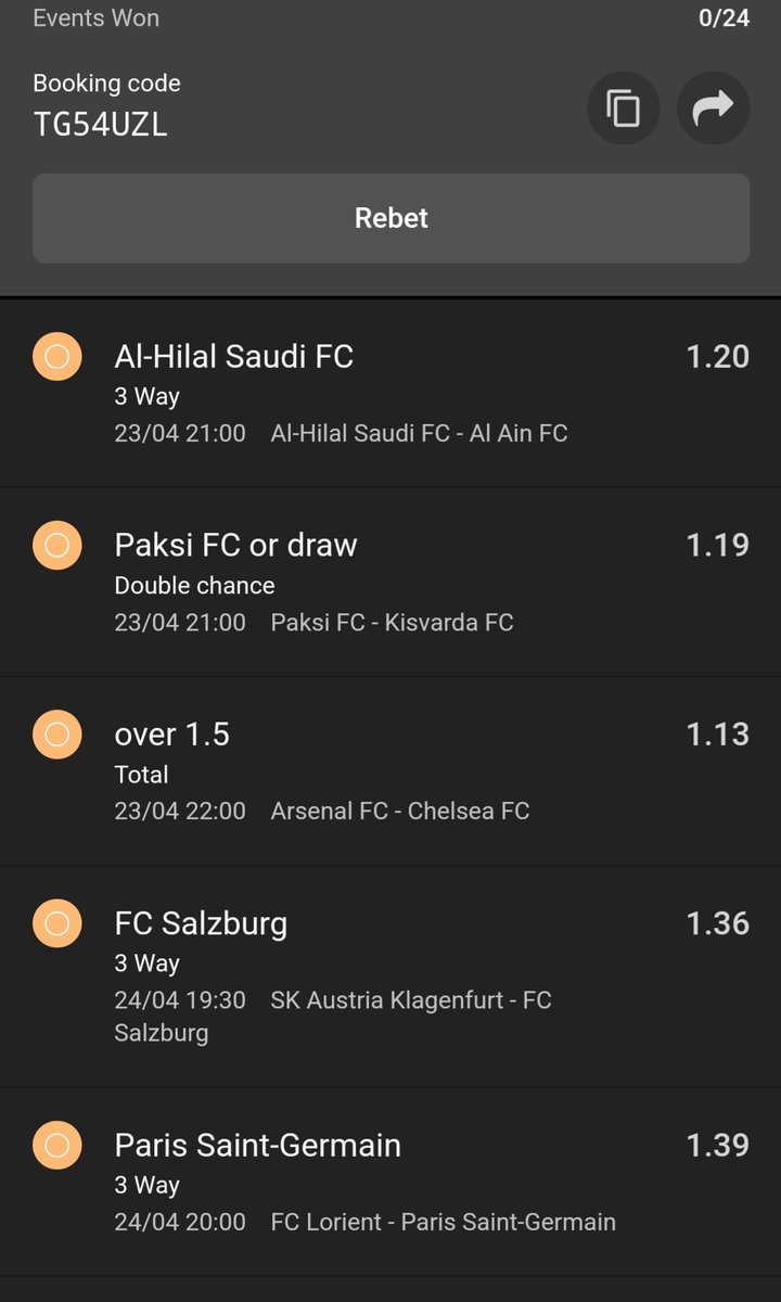 9500 odds🔥🔥 A clean & well edited SGR💥💥💥 so far we have 1 active SGR, moving slowly but sure, we add this one Kickoff 21:00 Link odibets.com/share/TG54UZL 135 odds💥 4 days miniSGR Link odibets.com/share/1929DUS