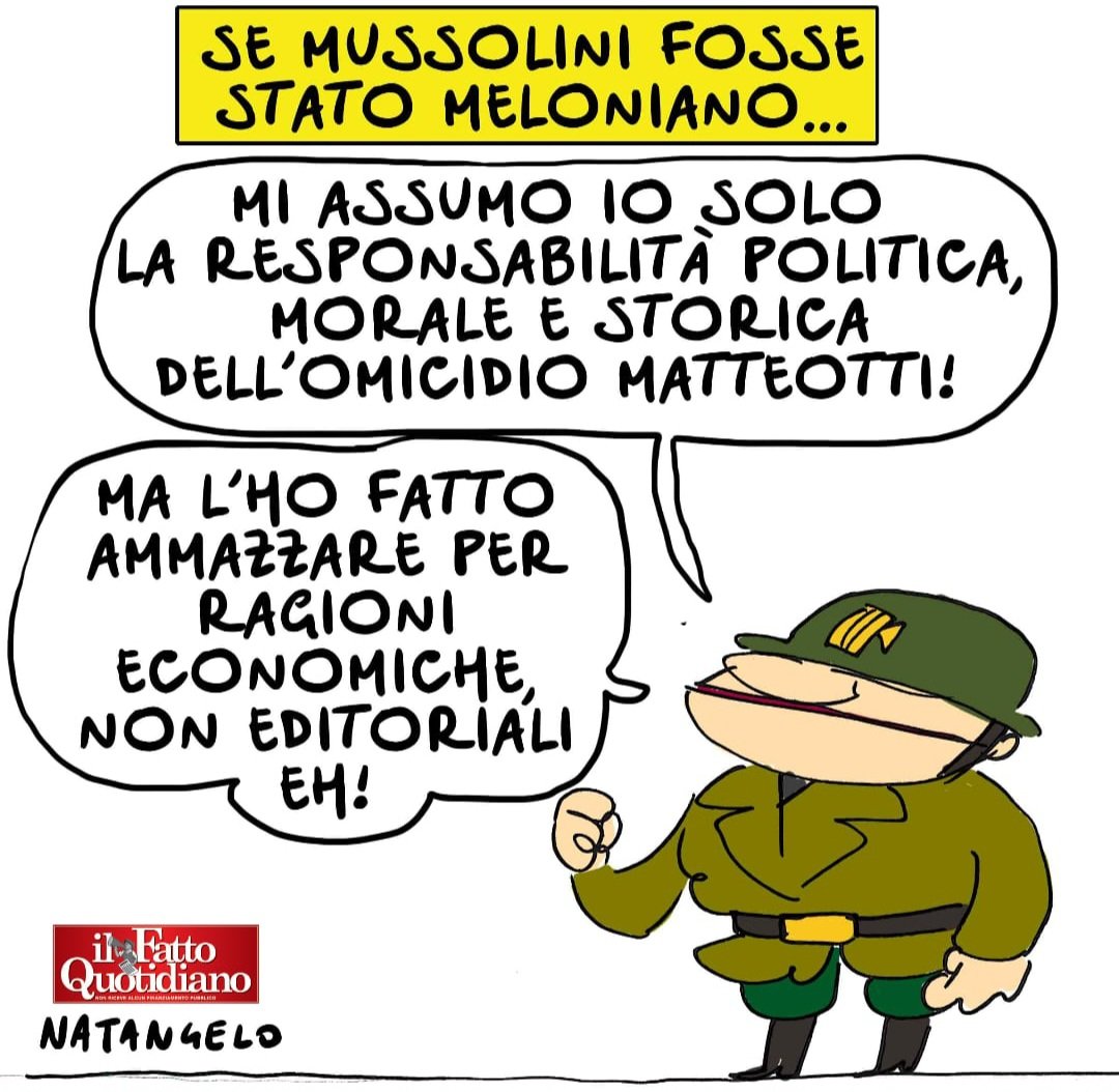 Di questa Rai sorda e grigia - la mia vignetta per la prima pagina de Il Fatto Quotidiano oggi in edicola! 
#scurati #serenabortone #matteotti #25aprile #vignetta #fumetto #memeitaliani #umorismo #satira #humor #natangelo