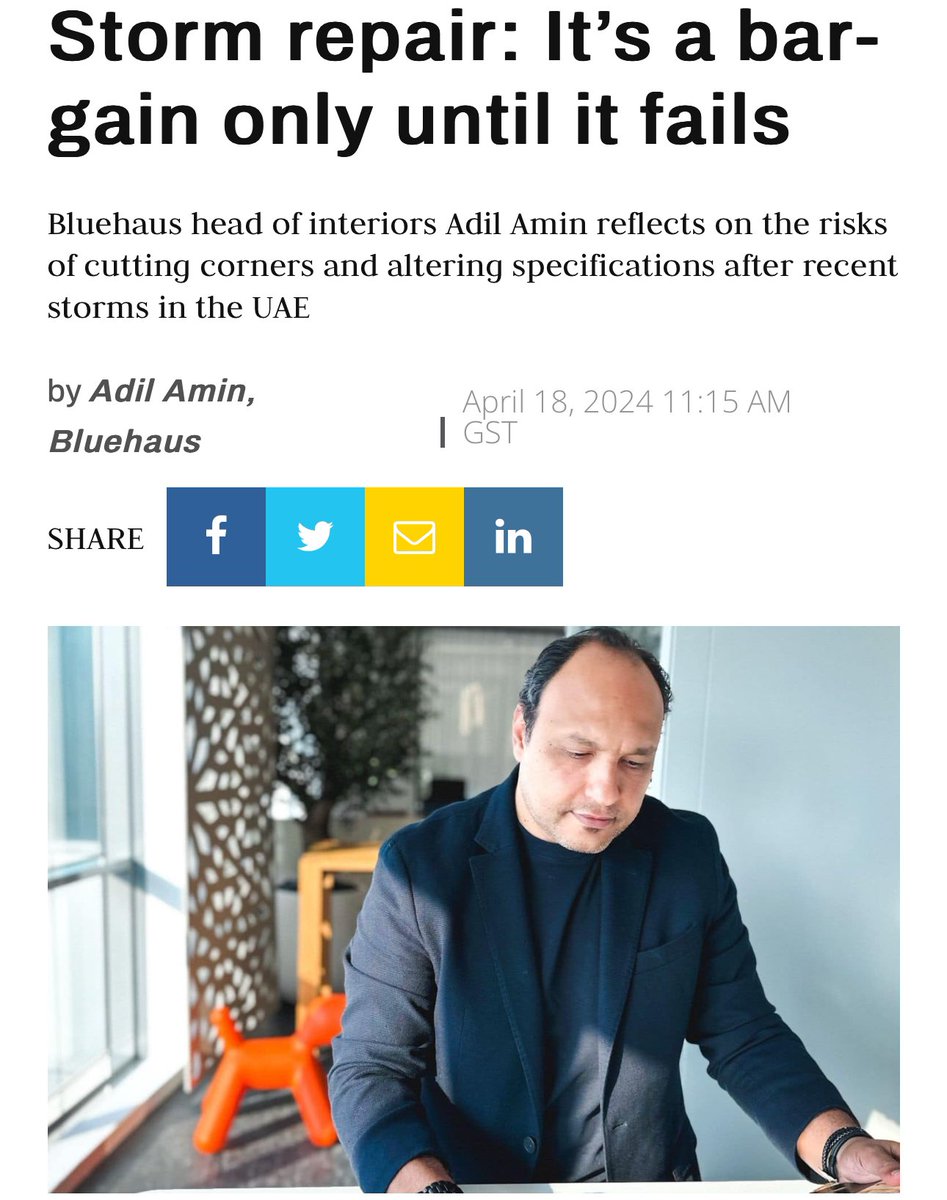 The storms may have passed, but across the UAE the repairs have only just begun. In this exclusive op-ed, Adil Amin of Bluehaus. explores the importance of quality and accountability throughout the process. Read more here: lnkd.in/duA48Beg