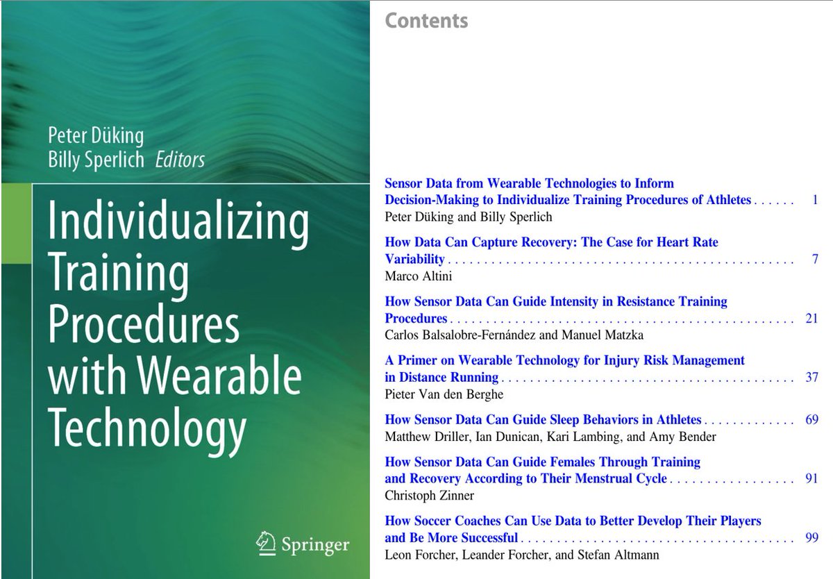 New Book released with collaborators from 🇨🇦🇦🇺🇪🇸🇮🇹🇧🇪🇩🇪: 'Individualizing Training Procedures with #Wearable Technology' @SpringerNature link.springer.com/book/10.1007/9… @dvs_Sportwiss @STRN_SportsTech @DVGS_eV @sportaerzte