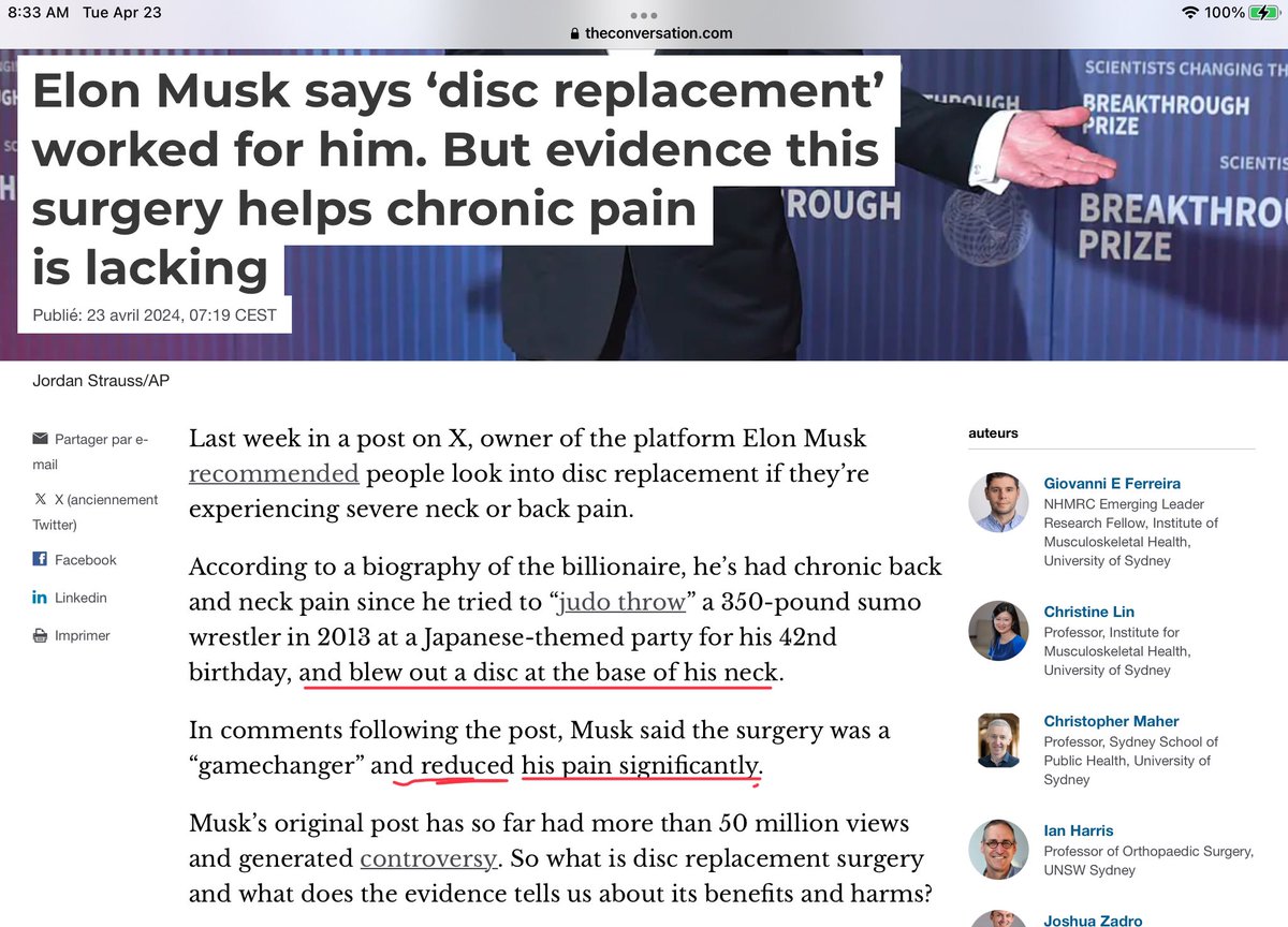 “And if you’re presented with the choice between disc replacement and spinal fusion, you might want to consider a third alternative: not having surgery at all.” “Blew out a disc” yep, what NO-cebo