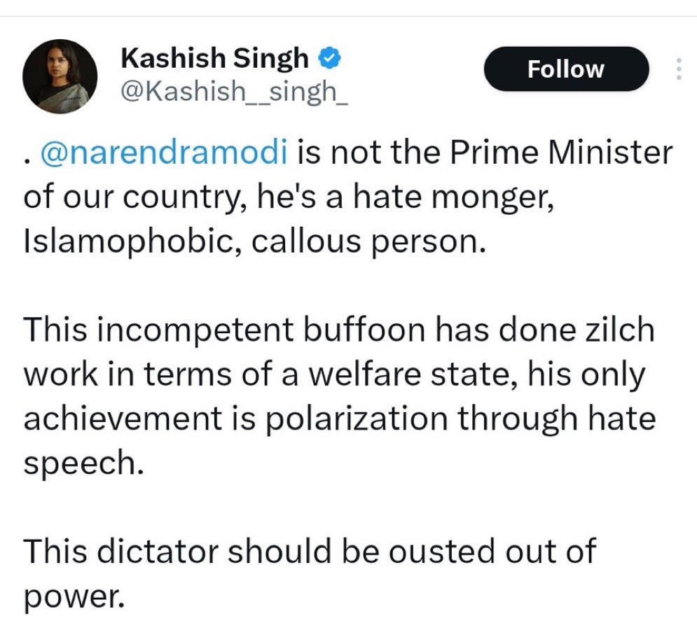 I love this Modi the fascist dictator guy He is real comedy ComeOn show me 1 fascist in world history whom you can openly abuse and have no consequences Show me 1 dictator who regularly conducts elections and can be defeated in elections Try doing this to 11pingpong or Kim or