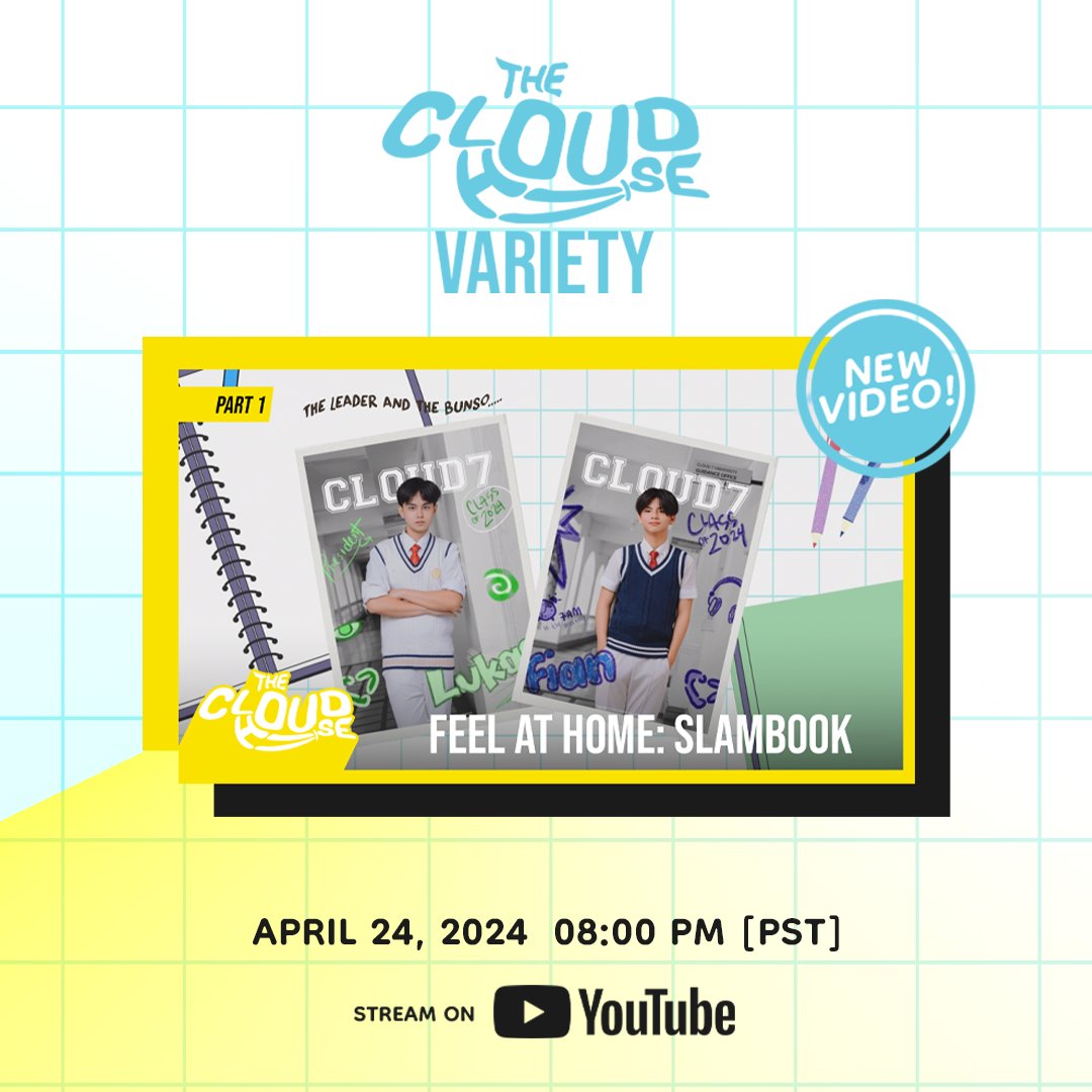 cloud7_ph's tweet photo. "Get ready to uncover the secrets in Lukas and Fian's slambook! They've got something to share, and it's just for you!"

[#TCHVariety] Feel At Home: #Slambook Part 01
Premieres tomorrow at 08:00pm [PHT]

#C7_LUKAS #C7_FIAN #CLOUD7_ph #TheCloudhouse
#FeelAtHome https://t.co/RJh2AAliqj