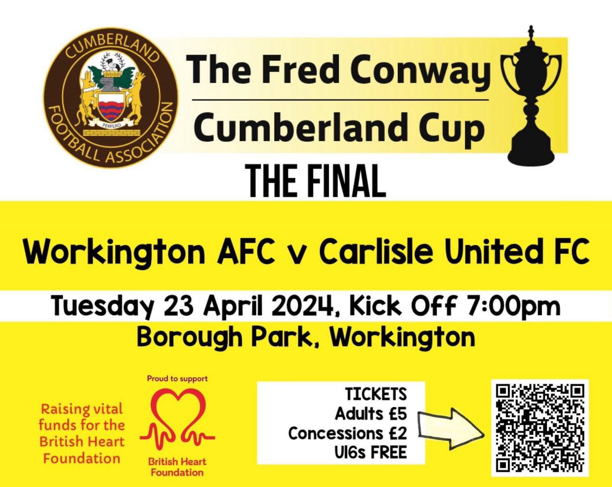 Cumberland County Cup Final 🆚 @officialcufc 📍Borough Park ⏰ 19:00 🎫 - below or on the gate