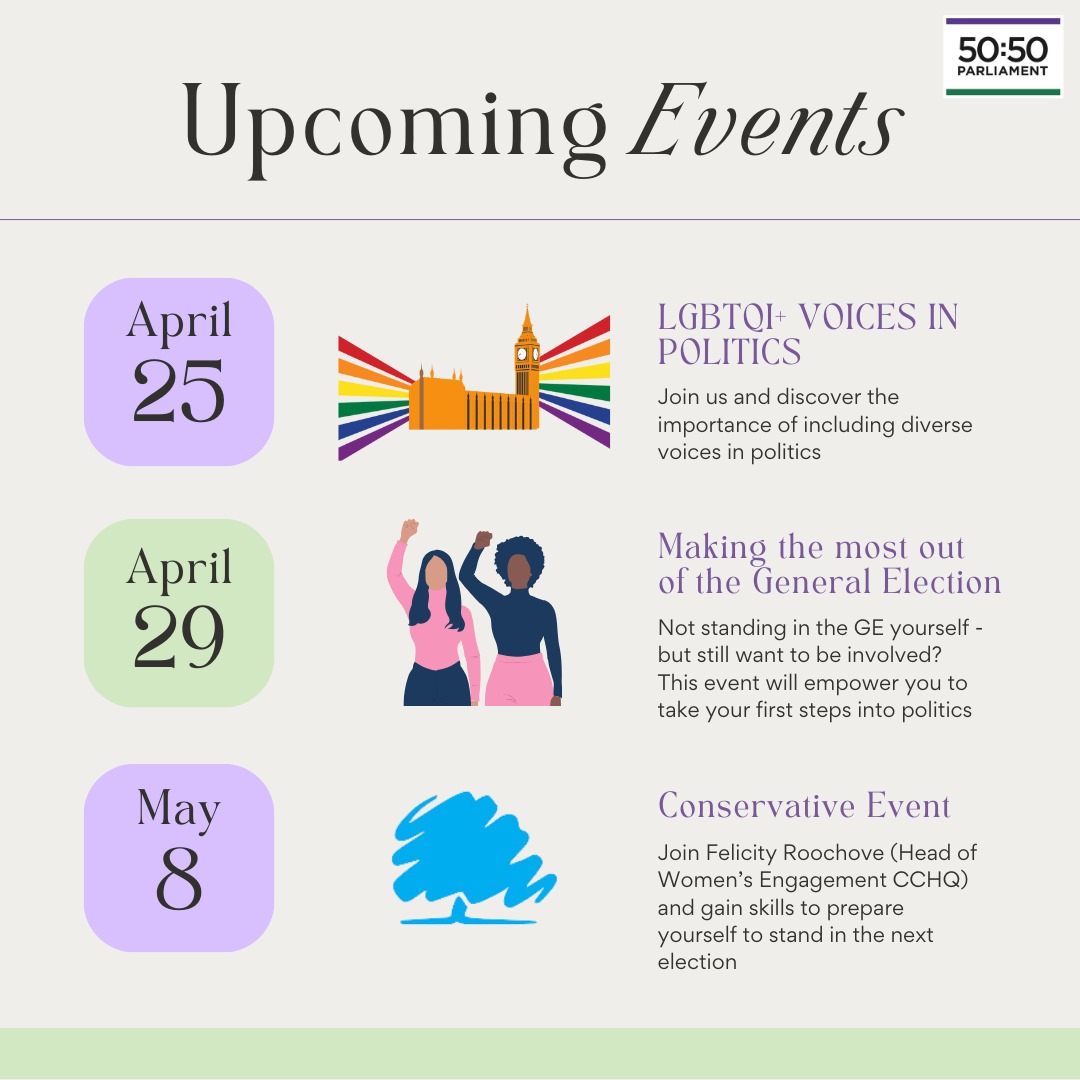 Want to feel more empowered this election year? 💪 Join one of our upcoming sessions and feel inspired to take your first steps into politics! #RepresentationMatters #Politics #WomeninPolitics #Diversity #LGBTQI #Conservatives #GeneralElection2024