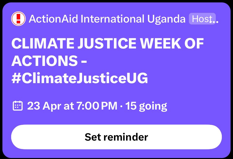 Join our Climate Justice Week of Actions' Space today for an empowering discussion on climate action and justice. See you there #ClimateJusticeUG