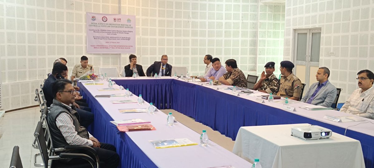 Sr. officials of #Enforcement Agencies attended an Inter-Agency Coordination #Meeting on 'Strengthening #Wildlife Law Enforcement' organized by #WCCB in coordination with the West #Bengal Forest Department at Bengal Safari Park, #Siliguri, West Bengal on 22-03-2024.