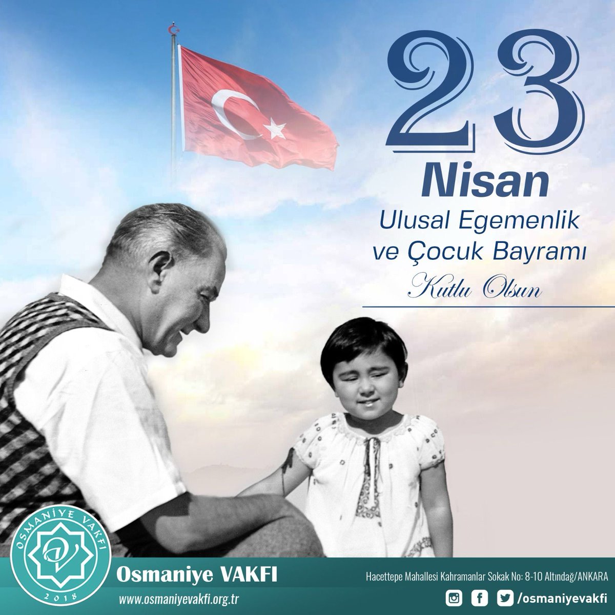 Türkiye Büyük Millet Meclisi’mizin kuruluşunun 104. yılı ve 23 Nisan Ulusal Egemenlik ve Çocuk Bayramı’mız kutlu olsun. Ne Mutlu Türküm Diyene! 🇹🇷