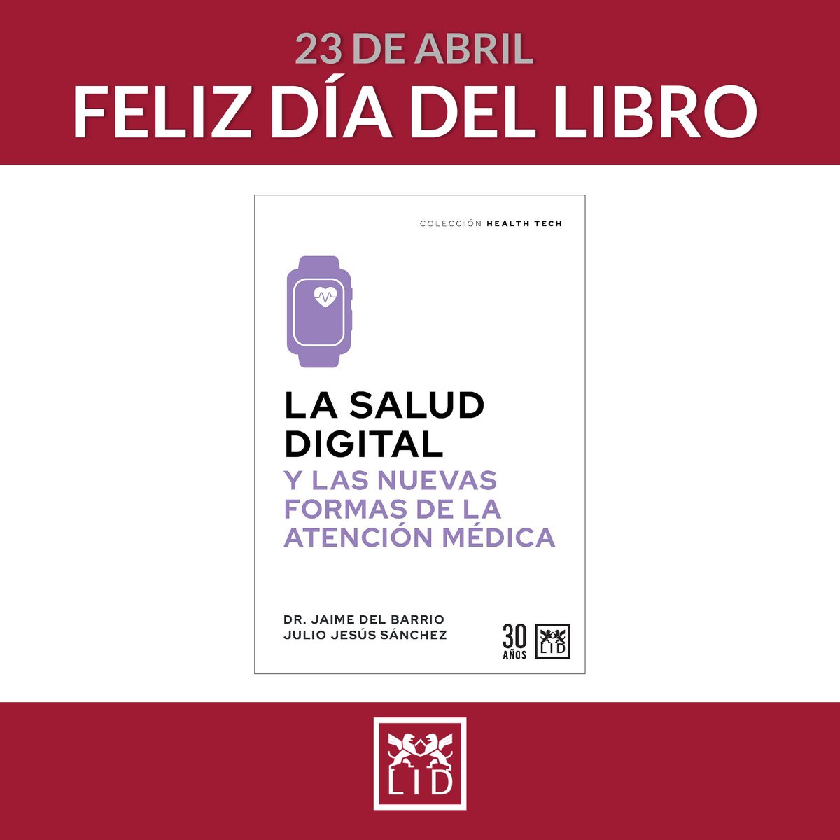 ¿Todavía buscando el regalo ideal para el #diadellibro? Aún estás a tiempo de comprar nuestro libro #LaSaludDigital, que he escrito junto a @jaime_delbarrio . Publicado por @lideditorial dentro de la colección #HealthTech, que dirige @santiagodetorr1.