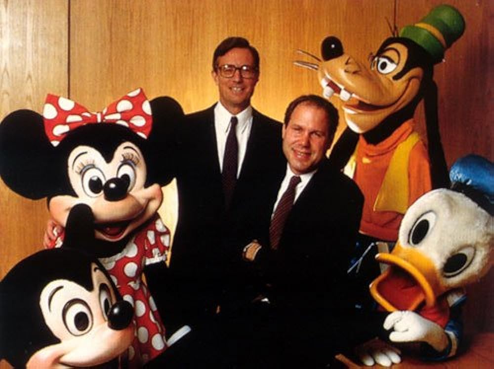 Michael D. Eisner and Franklin G. Wells. Both started at the Walt Disney company in 1984 They share the same window on #Mainstreet since 1992 at #Eurodisney. Still convinced this could be a winner answer today. 1 creative and one finance specialist running the company.