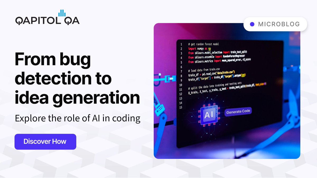 Imagine having an unwavering ally—an AI-powered assistant analyzing every line of code, enhancing your work from good to exceptional. Explore how AI revolutionizes coding, from bug detection to idea generation. 

Click here to read more: qapitol.com/can-ai-help-in…