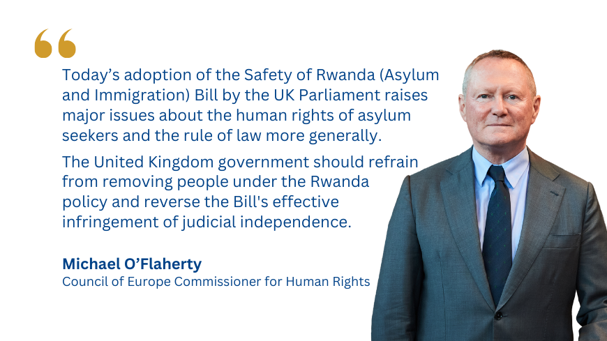 I have serious #HumanRights concerns about United Kingdom’s #RwandaBill. Its adoption by the UK Parliament raises major issues about the rights of #asylum seekers and the #RuleOfLaw. 👉 go.coe.int/oULaG