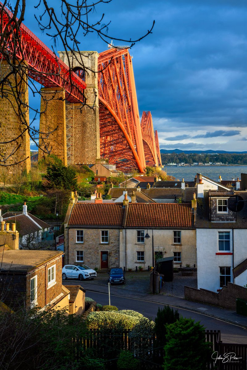 Beautiful sunset light catching the Forth Bridge above North Queensferry.