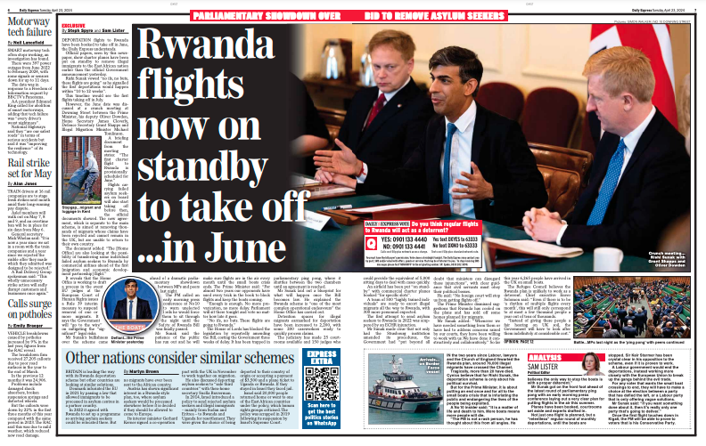 EXCL by @StephSpyro in today's @Daily_Express: Deportation flights to #Rwanda have been booked to take off in June, the Daily Express understands. express.co.uk/news/politics/… @ExpressPolitics