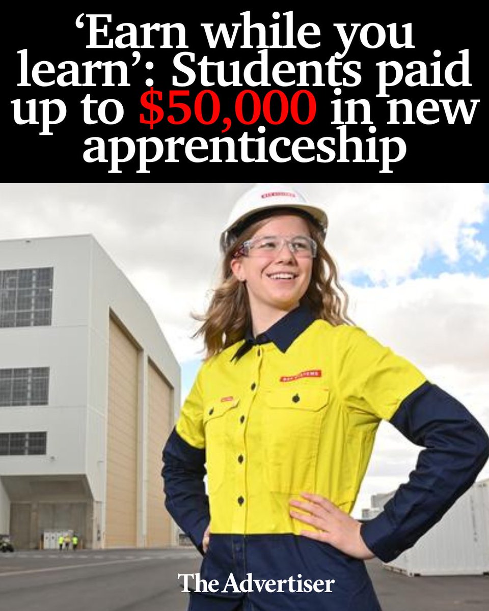 Students now have the chance to undertake a paid apprenticeship – earning up to $50,000 – from their first year of uni as South Australia plans for the AUKUS project. Find out more: bit.ly/4b9vzzd #TheAdvertiser