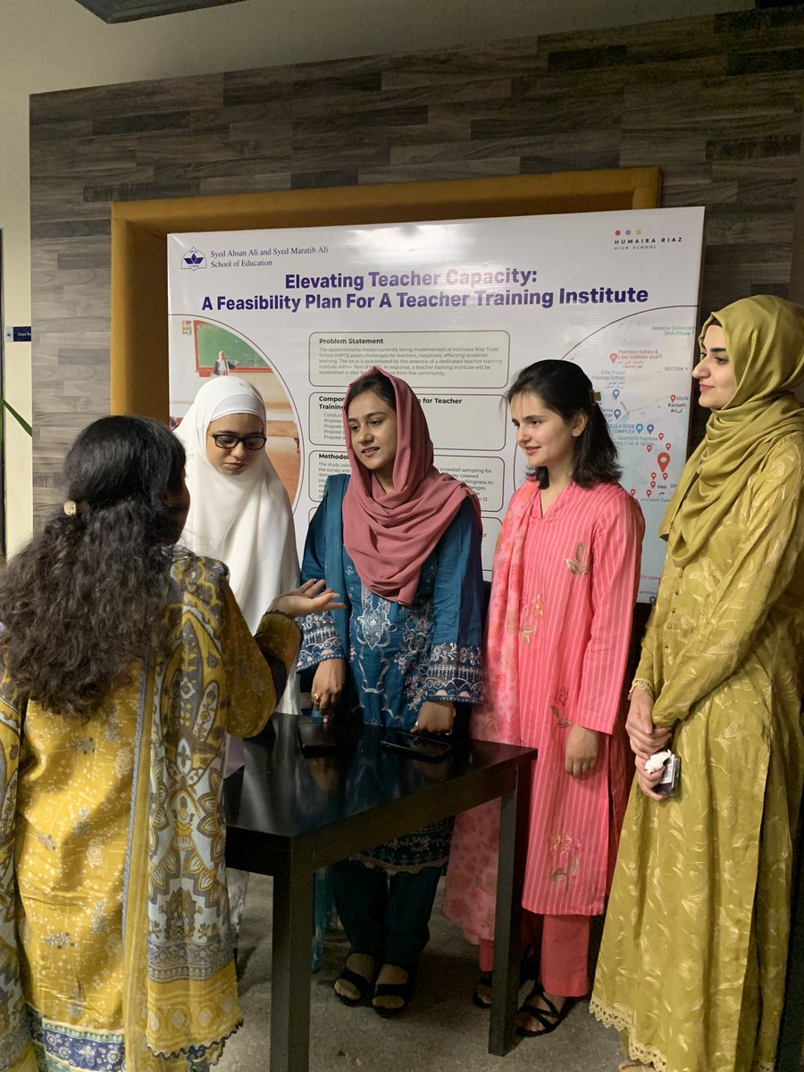 “The project focuses on the feasibility of the establishment of teacher training institute in the outskirts of Lahore.” Ayesha Fatima, Maham Munir, Rida Gul, Shafiq Jabeen - Class of 2024 Humaira Riaz School #SOEPracticumConference2024