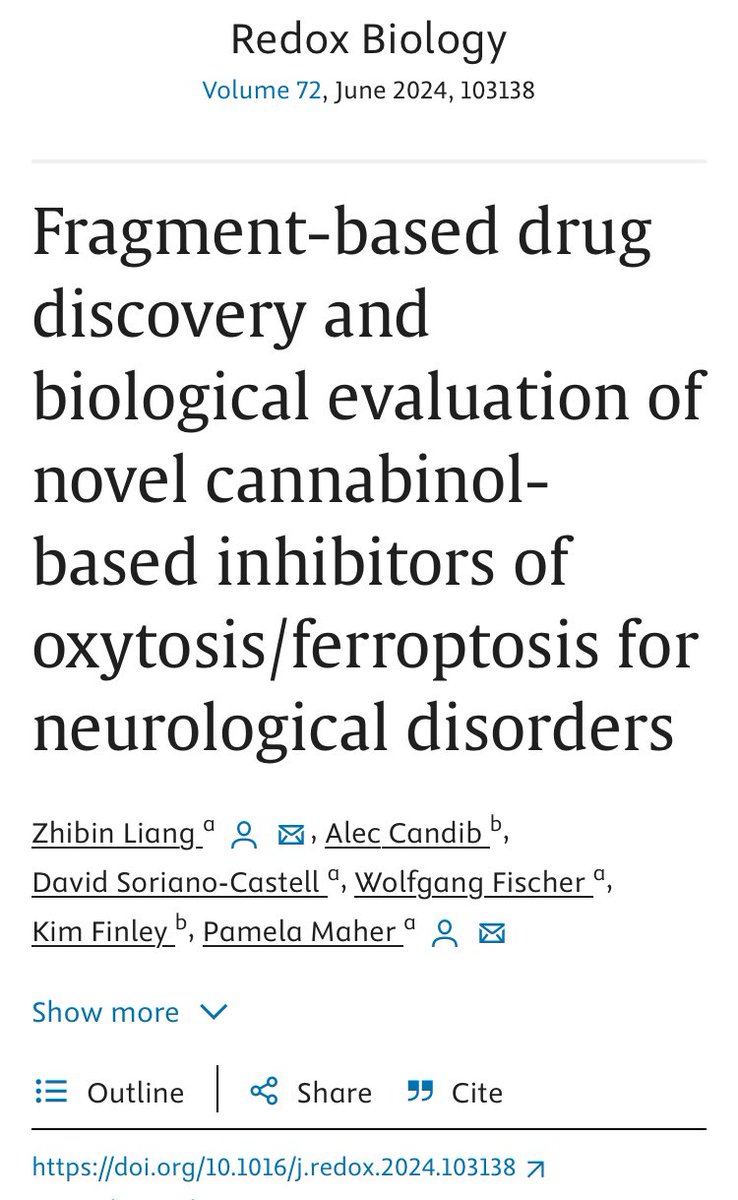 Thrilled to share the news that our CNS drug discovery teams led by Dr Pam Maher @salkinstitute and @SDSU have recently published a new research paper on the R&D of #cannabinoid therapeutics in #RedoxBiology @SFRBM. Learn more about this exciting research: doi.org/10.1016/j.redo…