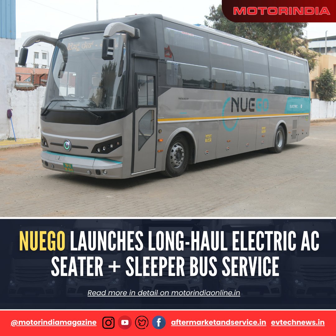 NueGo, a pioneer in sustainable mass mobility, is set to revolutionise the long-distance travel journey with the launch of India’s first intercity electric bus service.

𝐑𝐞𝐚𝐝 𝐌𝐨𝐫𝐞:  motorindiaonline.in/nuego-launches…

#Sany #ElectricVehicle #GreenTechnology  #NuegoTransportation