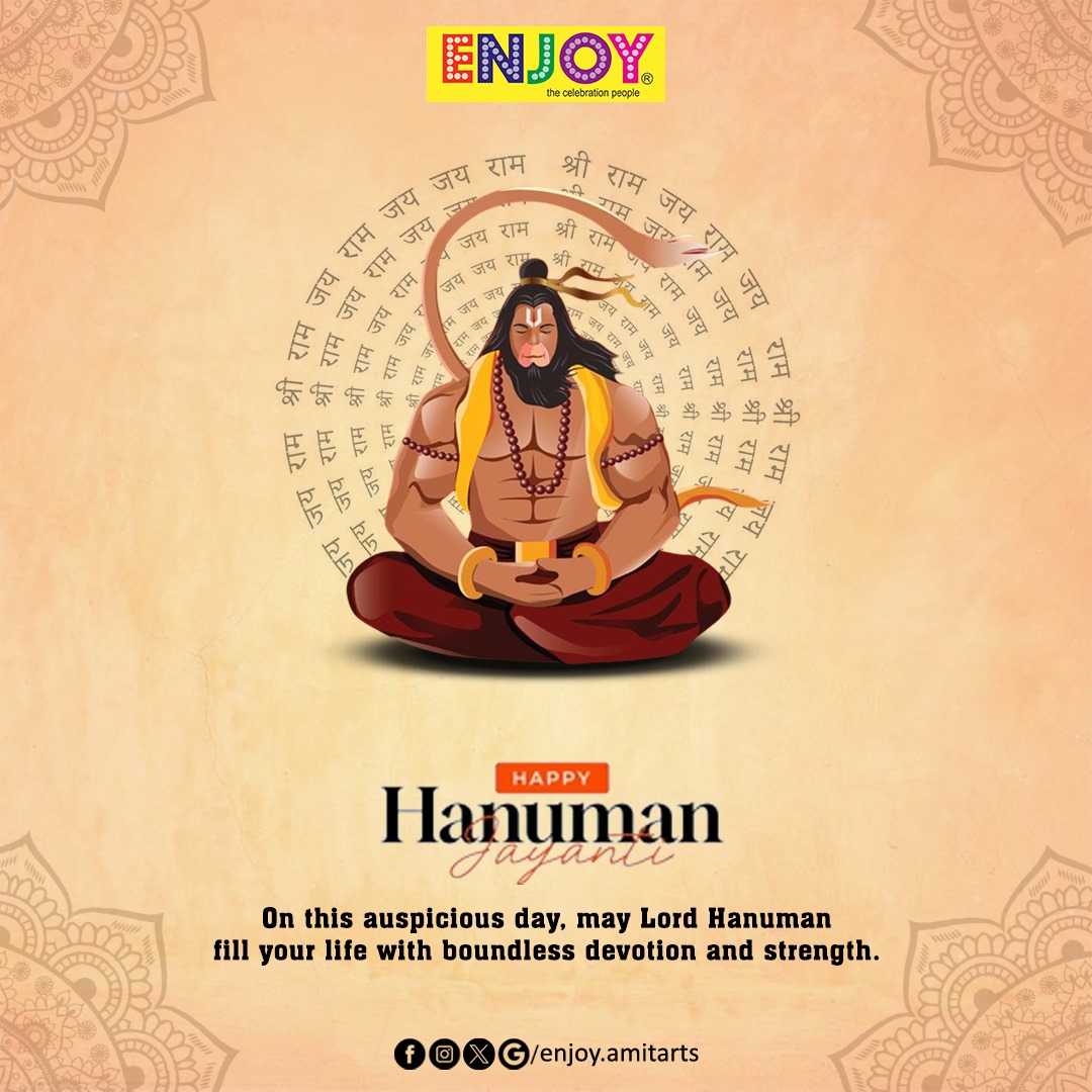 As we celebrate Hanuman Jayanti, may the divine energy of Lord Hanuman guide you towards righteousness and lead you to a path of virtue.

#Enjoy #enjoybyamitarts #hanumanjayanti #jaihanuman #lordhanuman #bajrangbali #jaishreeram #Hinduism