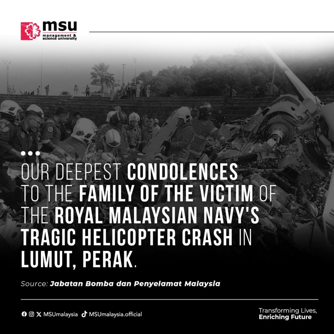 We would like to express our deepest condolences to the families and loved ones of the servicemen lost in the Royal Malaysian Navy's tragic helicopter crash in Lumut, Perak. #MSUmalaysia @tldm_rasmi