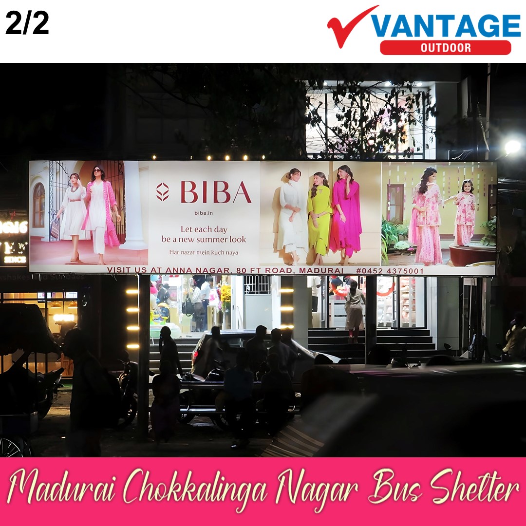 Madurai Chokkalinga Nagar Bus Shelter, For Booking ☎9500005749 or 🌐 vantage.co.in/outdoor-advert…

#OOH #BIBA #fashion #bibaindia #indianethnicwear #indianfashion #fashionstyle #indiandresses #indianwear #ShopNow #summercollection #branding  #madurai #advertisingcompany